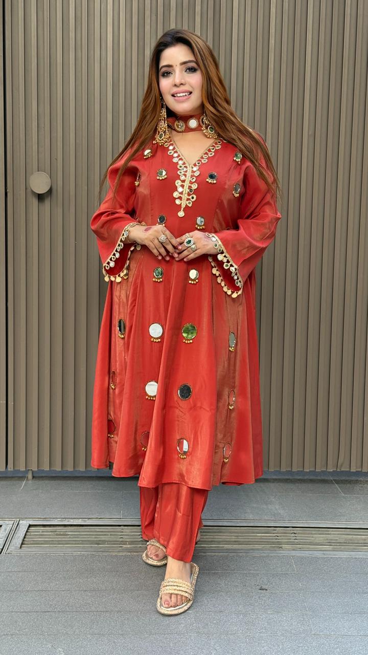 Avisha Anarkali- Red, Magenta